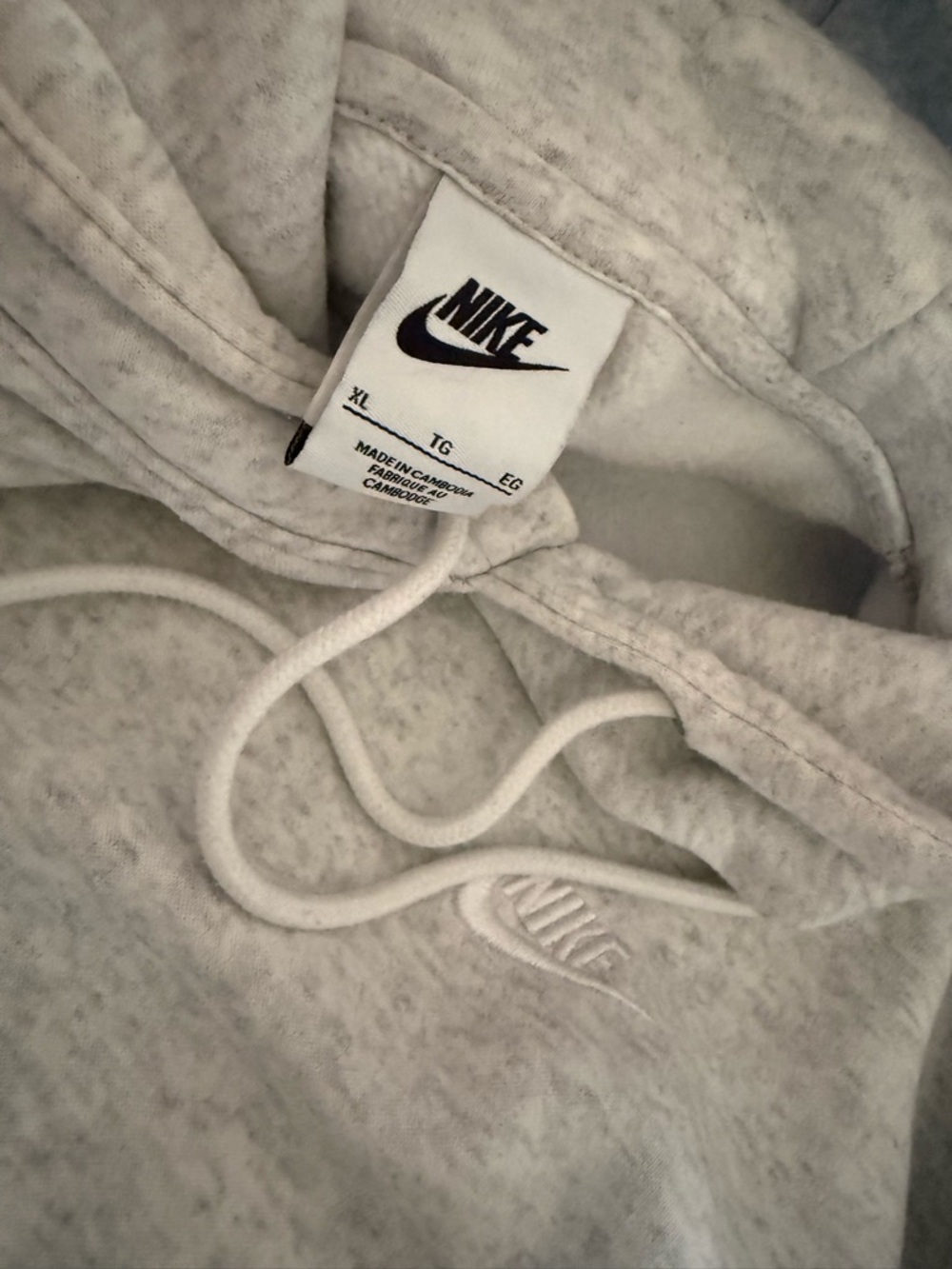 Nike Heather Gray Hoodie with Embroidered Swoosh